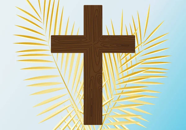 Cross Palm Branches Easter Illustration Wind Symbol Salvation Hope — Stock Photo, Image