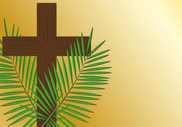 Cross Palm Branches Easter Illustration Wind Symbol Salvation Hope — Stock Photo, Image