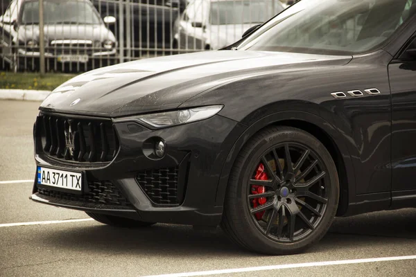 Kiev Ukraine April 2020 Black Maserati Levante City Black Car — Stock Photo, Image