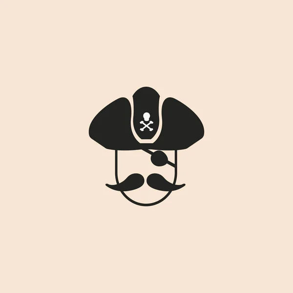 Pirat mit Schnurrbart mit Hut oder Dreispitz — Stockvektor