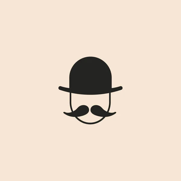 Mann mit Schnurrbart und Melone — Stockvektor