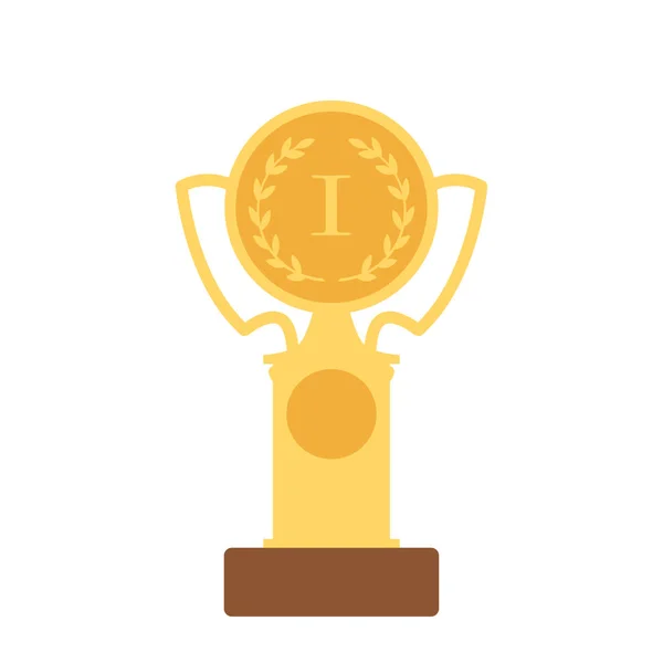 Χρυσό Κύπελλο διανυσματικά εικονογράφηση απομονώνονται σε μπλε φόντο, χρυσό Κύπελλο εικονίδιο με νικητή 1η θέση βάθρο, λαμπερό κίτρινο ποτήρι Χρυσή γελοιογραφία επίπεδη σχεδίαση — Διανυσματικό Αρχείο