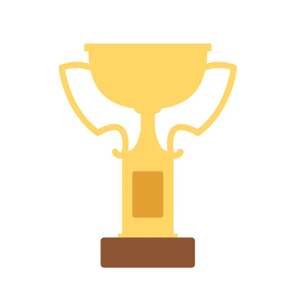 Gouden trofee cup, goblet met contant geld op hand geïsoleerd op de achtergrond. 1e plaats concept. Awards overhandigen aan de winnaar. Vectorillustratie — Stockvector