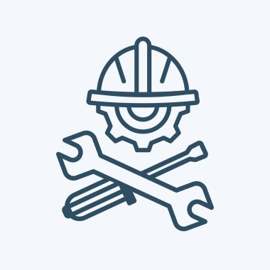 Iicon İşçi Bayramı kavramı kutlama Poster tasarım şablonu ile tesisatçı 's kask ve ayarlanabilir anahtarı beyinameliyatı ve tornavida lineart ile geçti