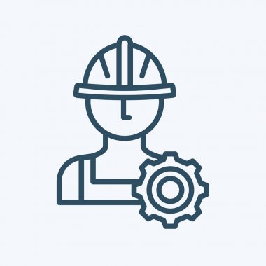 Dişli ip doğrusal simgesini erkeklerle sanayi işçisi