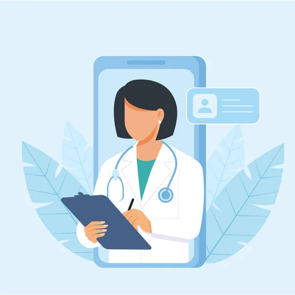 Personal doctor giving advice for patient landing page website illustration vector flat design