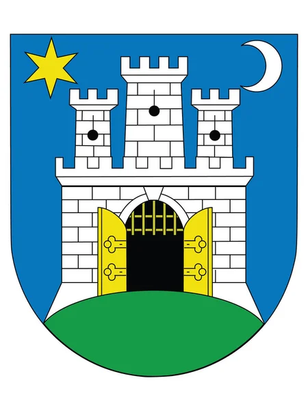 Detaillierte Vektorillustration Der Kroatischen Hauptstadt Zagreb Wappen — Stockvektor