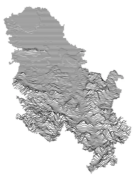 Detalhou Relief Topography Mapa País Europeu Sérvia Sem Kosovo — Vetor de Stock