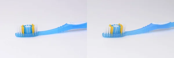 Stereophoto of blue toothbrush — Stock Photo, Image