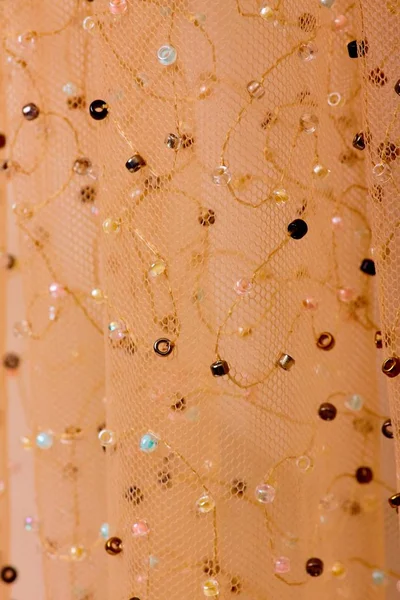 Fabric with sequins and sequins of bright colors. Fashion glitter fabric, sequins. Shiny surface — Stock Photo, Image