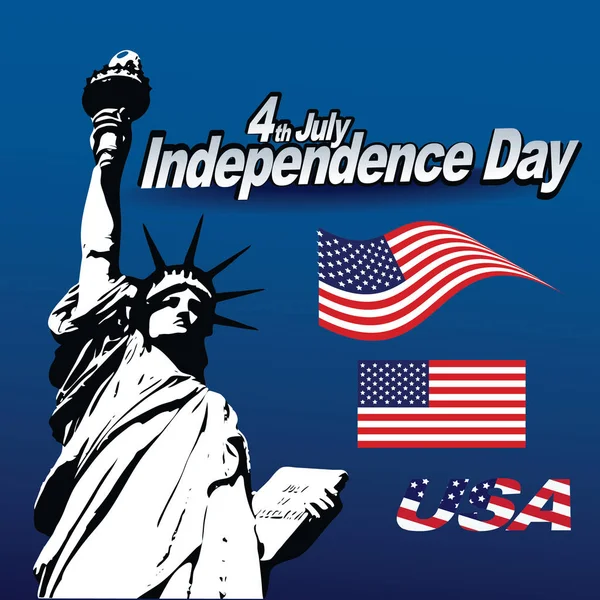 ベクトルと自由の女神、米国旗。独立記念日の素敵な愛国心が強い休日イメージ — ストックベクタ