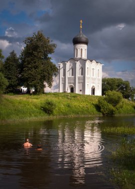 Russia. Travel to Suzdal. The Church of the Intercession on the Nerl. Old Russian architecture. clipart