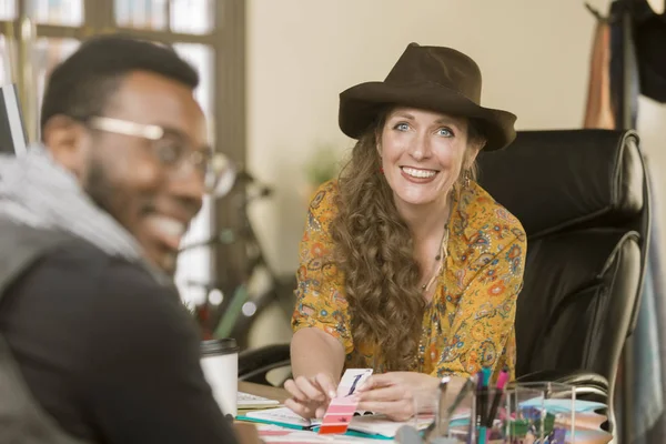 Stylish Woman with Colleague or Client — Stock Photo, Image