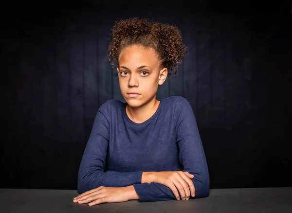 Pretty Young Girl with Intense Expression — Stock Photo, Image