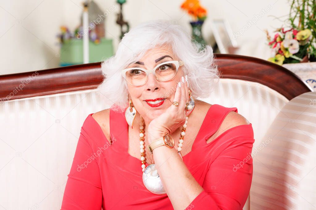 Stylish Senior Woman in Red
