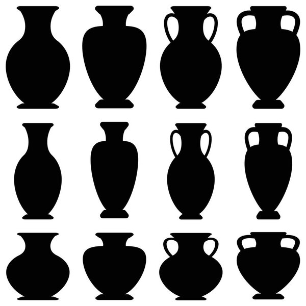 Vector ancient greek vases set