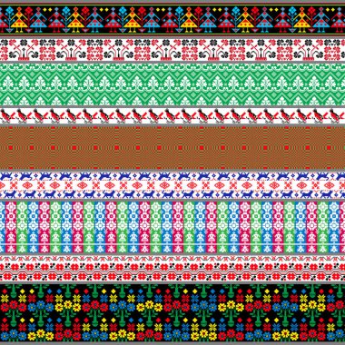Belarus geleneksel desenler, süsler. Vektör set 7