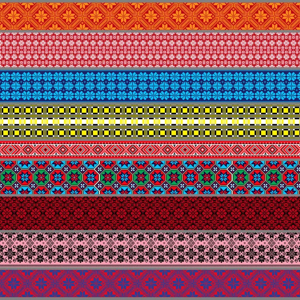 Belarusian traditional patterns, ornaments. Vector set 3 — Stock Vector