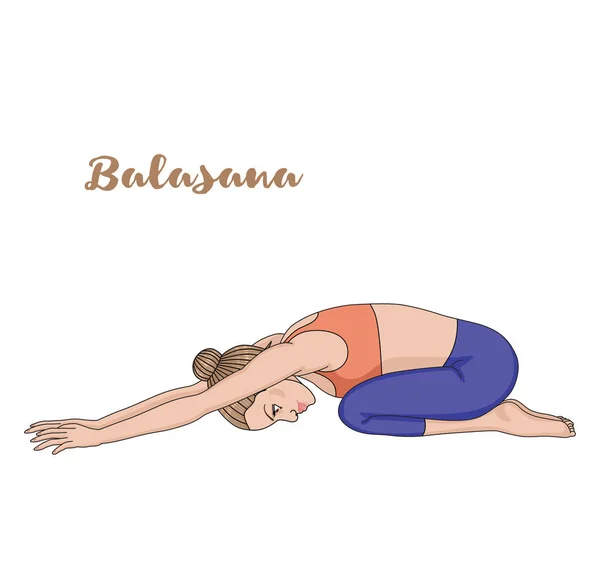 Frauensilhouette. Kinderyoga-Pose. balasana — Stockvektor