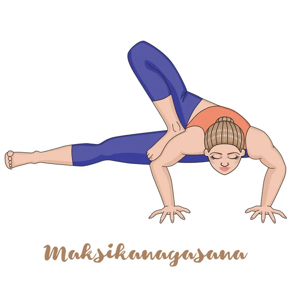 Vrouwen silhouet. Dragonfly yoga pose. Maksikanagasana — Stockvector