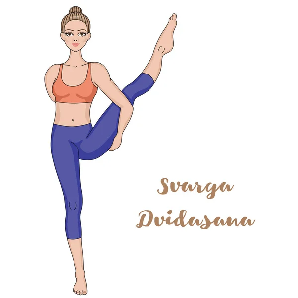 Γυναίκες σιλουέτα. Πουλί του παραδείσου Yoga πόζα. Svarga Dvidasana — Διανυσματικό Αρχείο
