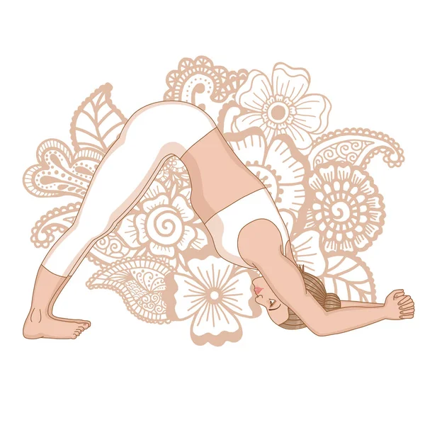 Frauensilhouette. Delphin Yoga Pose. ardha pincha mayurasana — Stockvektor