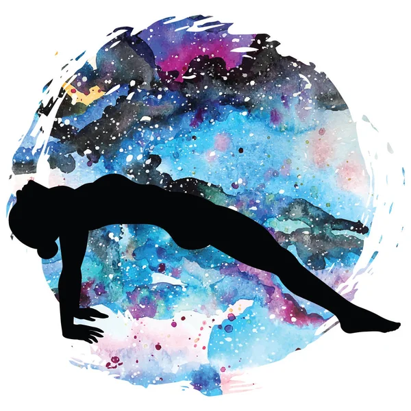 Vrouwen silhouet. Opwaartse Plank Pose. Purvottanasana. — Stockvector