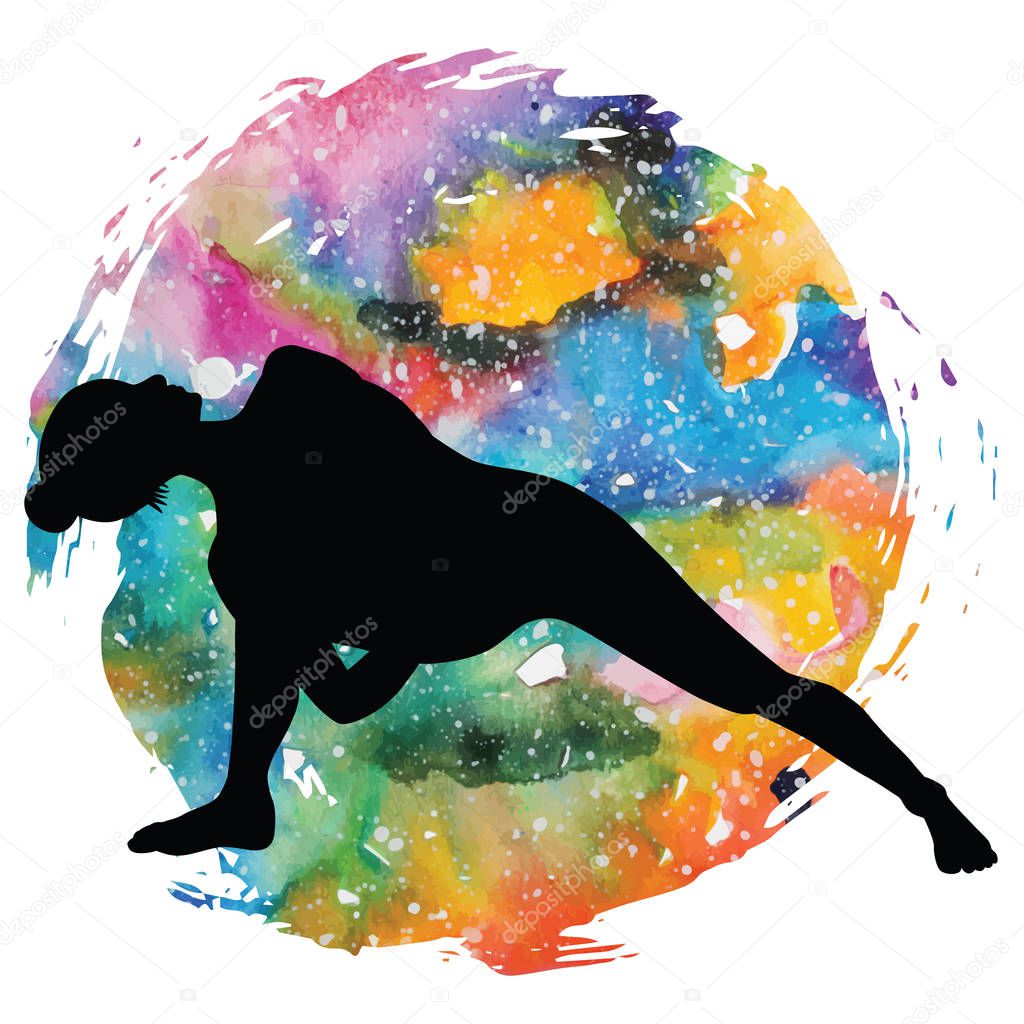 Women silhouette. Fully Bound Side Angle Yoga Pose Baddha Parsvokanasana