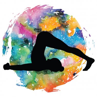 Kadınlar siluet. Yoga Pose pulluk. Halasana