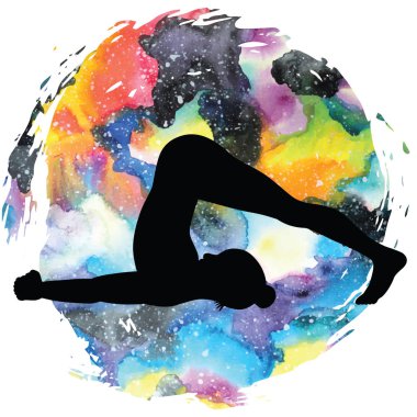 Kadınlar siluet. Yoga Pose pulluk. Halasana