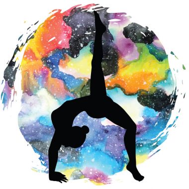 Kadınlar siluet. Aşağı doğru bakan köpek Yoga poz tek bacaklı. Eka Pada Adho Mukha Svanasa