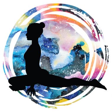 Kadınlar siluet. Güvercin Yoga poz. Kapotasana