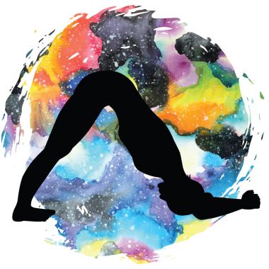 Kadınlar siluet. Yunus Yoga poz. Ardha Pincha Mayurasana