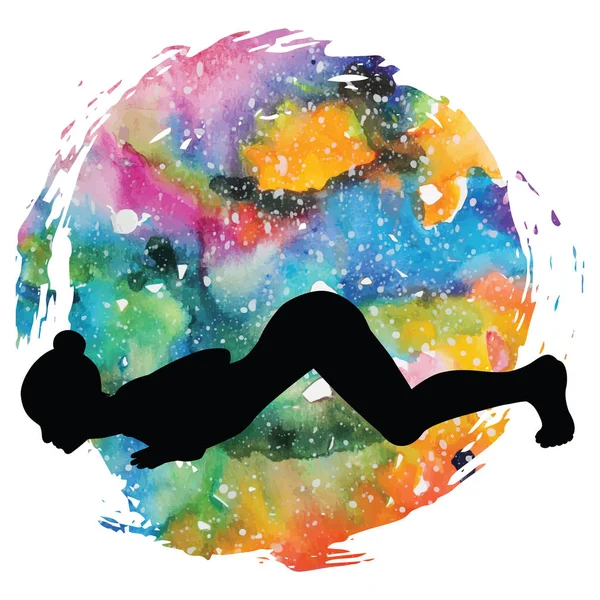 Silueta de mujer. Eight-Limbed Yoga Pose Ashtangasana — Vector de stock