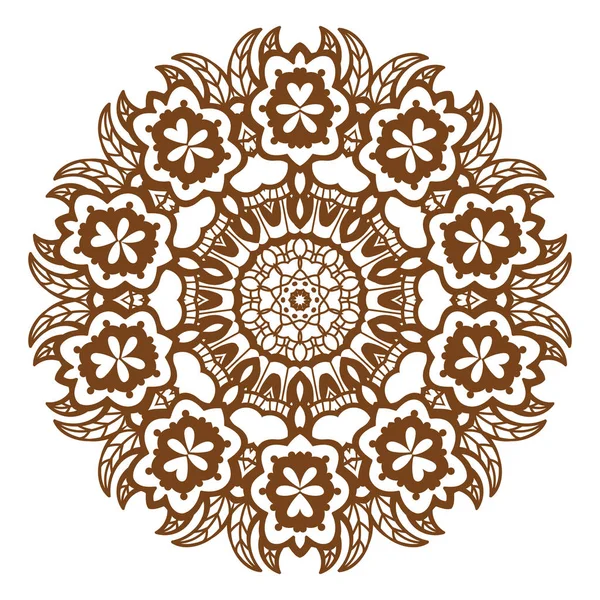 Round brown mandala. — Stock Vector