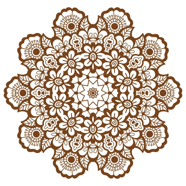 Round brown mandala. — Stock Vector