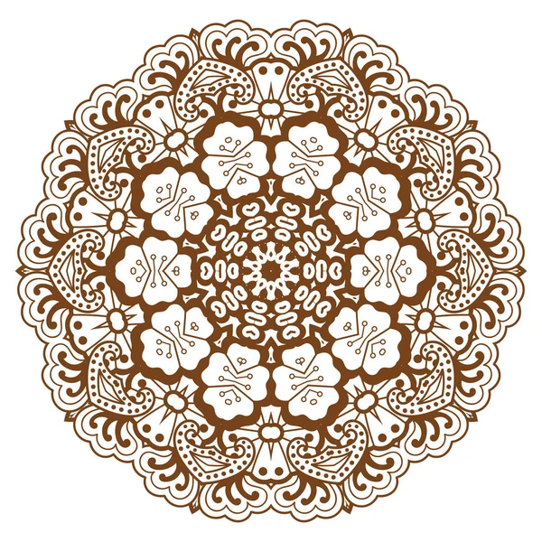 Round brown mandala. — Stock Vector