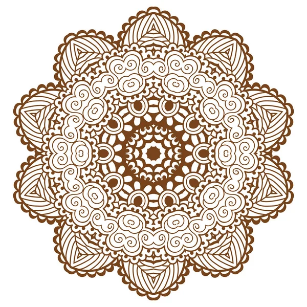 Round brown mandala. — Stock Vector