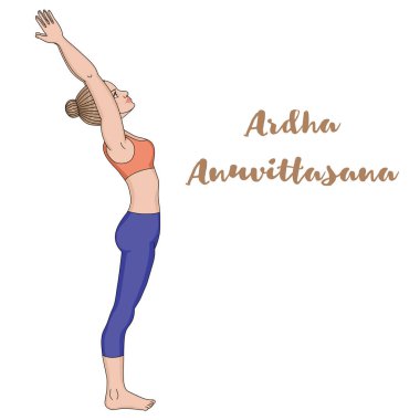 Kadınlar siluet. Ayakta köprü yoga poz. Ardha Anuvittasana