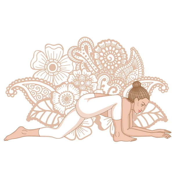 Vrouwen silhouet. Hagedis yoga pose. Utthan Pristhasana — Stockvector