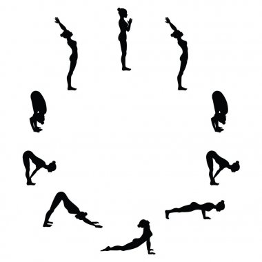 Sun salutation. Surya namaskara A. Yoga sequence. clipart