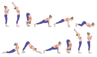 Güneşi selamlama. Surya namaskara. Yoga sırası.