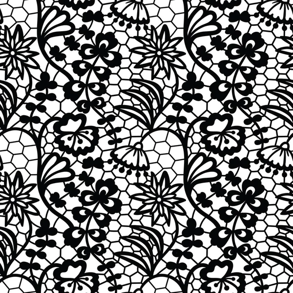 Lace seamless pattern with flowers — Stock Vector