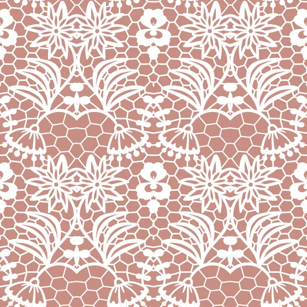 Lace seamless pattern with flowers — Stock Vector