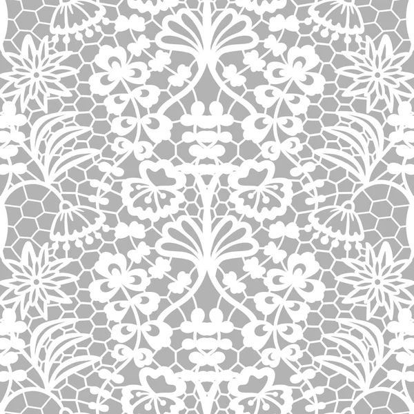 Lace seamless pattern with flowers — Stock Vector