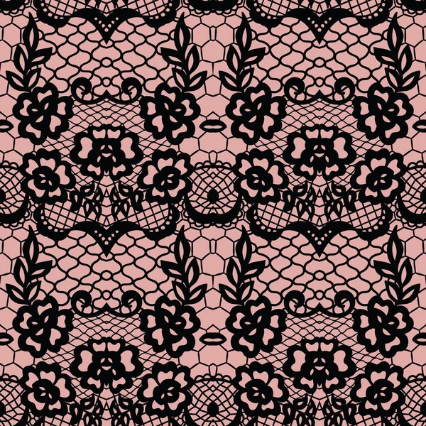 Lace seamless pattern with flowers — Stock Vector