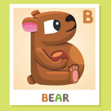 B için ayıdır. Mektup B. ayı, şirin illüstrasyon. Hayvan alfabesi.