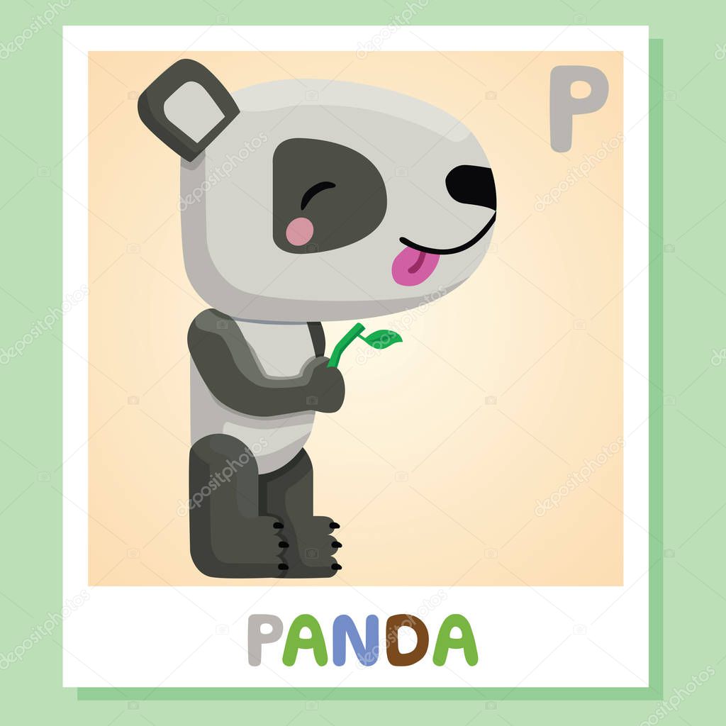 P is for Panda. Letter P. Panda., cute illustration. Animal alphabet.