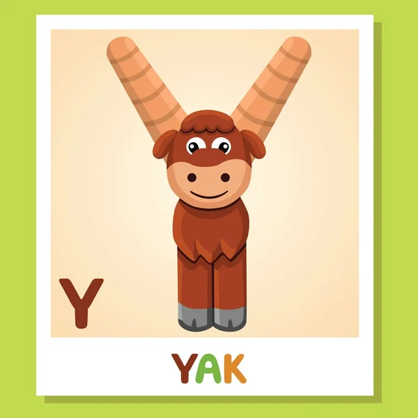 Y ist für Yak. Buchstabe y. yak, niedliche Illustration. Tierisches Alphabet. — Stockvektor