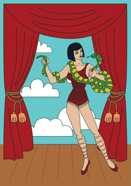 Collezione illustrazioni circo vintage . — Vettoriale Stock